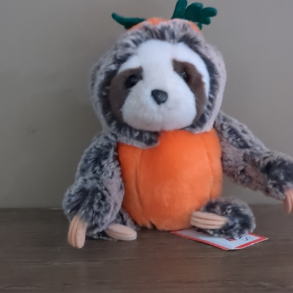 Orange and Gray Sloth Plush Toy